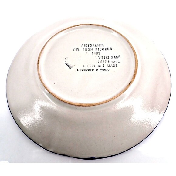 Vietri Italy Ceramic Pottery Blue White Dinner Salad Plate Vicenza Restaurant 9" - Picture 5 of 6